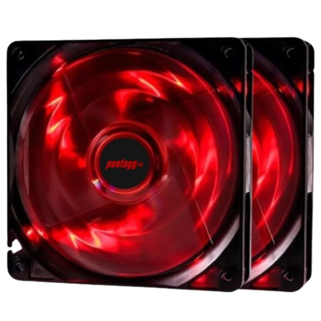 Kit 2 Cooler Fan Basic Vermelho 4 Leds Para Gabinete 120mm x 120mm