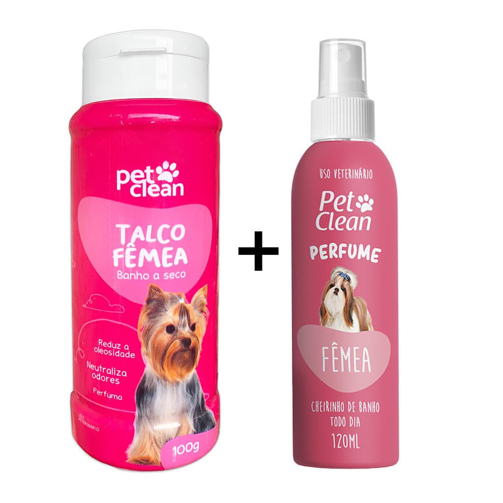 Kit Talco Banho a Seco + Perfume Pet Cheiroso Pet Clean
