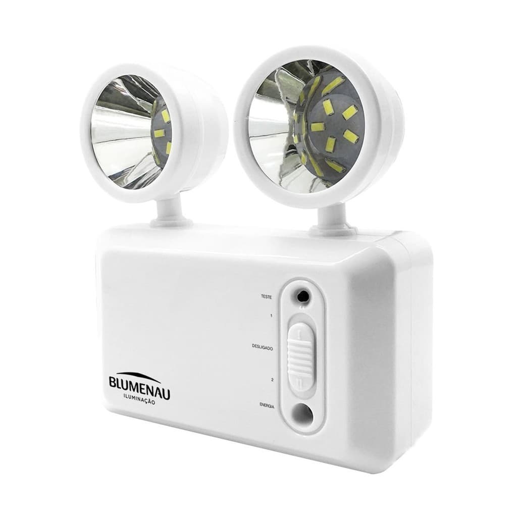 Luminária de Emergência Bloco Autônomo 2 Faróis 3W Bivolt Blumenau
