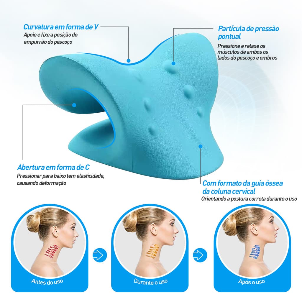 Almofada Quiroprática Relaxamento Cervical Esticador de Pescoço Yoga Massageador de Coluna Premium Pronta Entrega