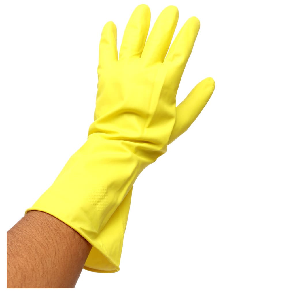 12 Pares Luva de Latex Natural Amarela Multiuso Prot. Quimica