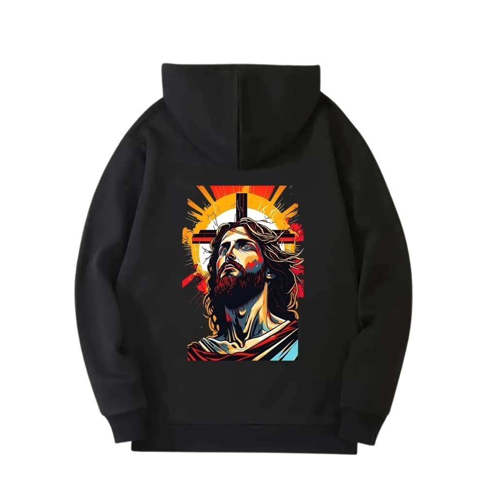 Moletom Jesus Cristo Unissex, com estampa nas costas, modelo católico.