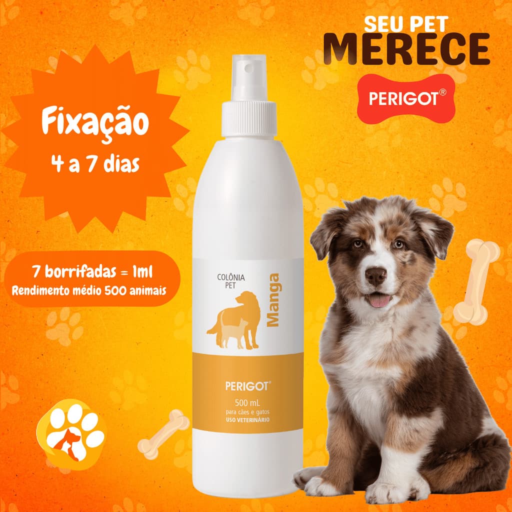 Perfume Alta Fixação Colônia Manga Profissional Perigot 500ml para Cães e Gatos