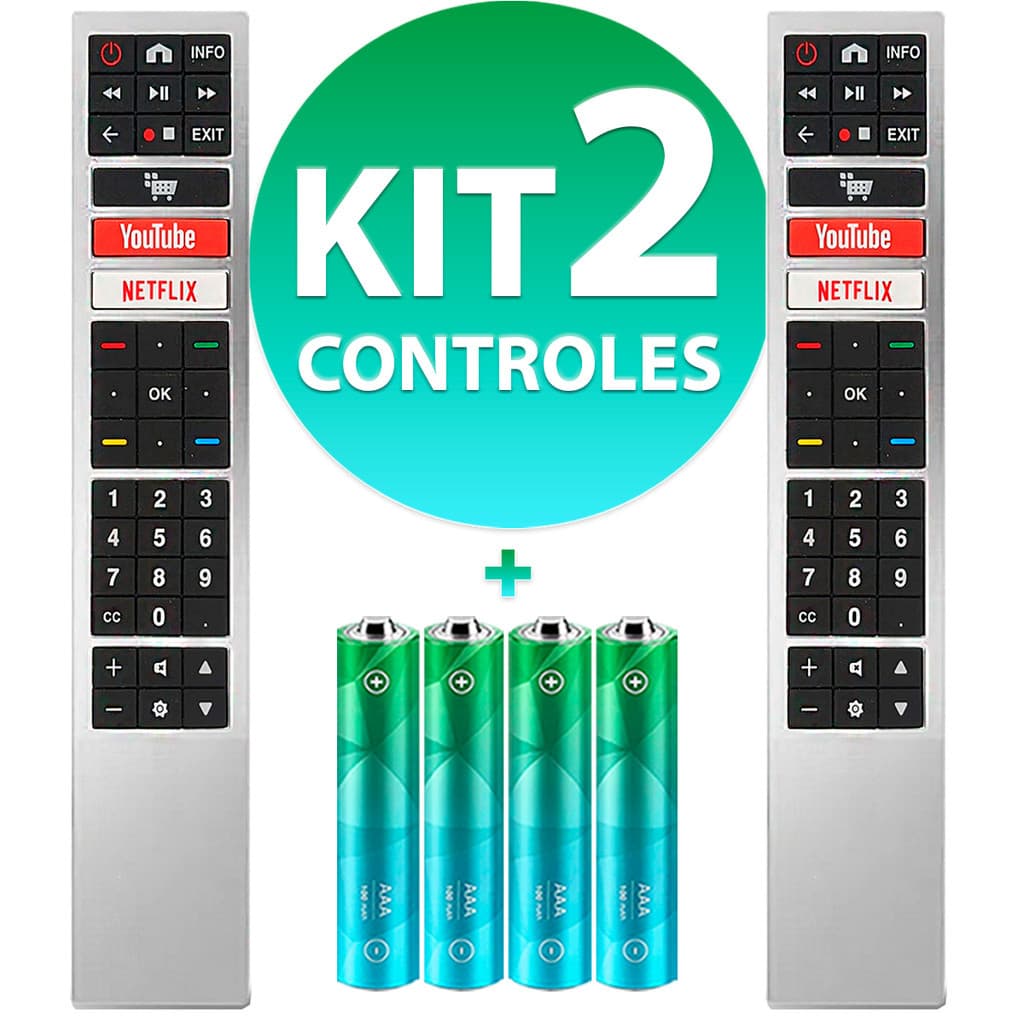 Kit Controle Remoto Compatível Tv Aoc Smart 4k Led Botão Youtube Netflix
