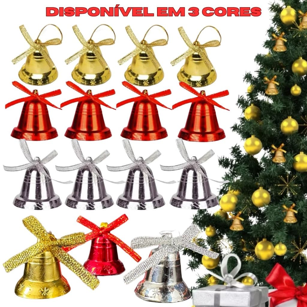 Kit Sinos Pendente decorativo Enfeite Natalino Para Árvore de Natal