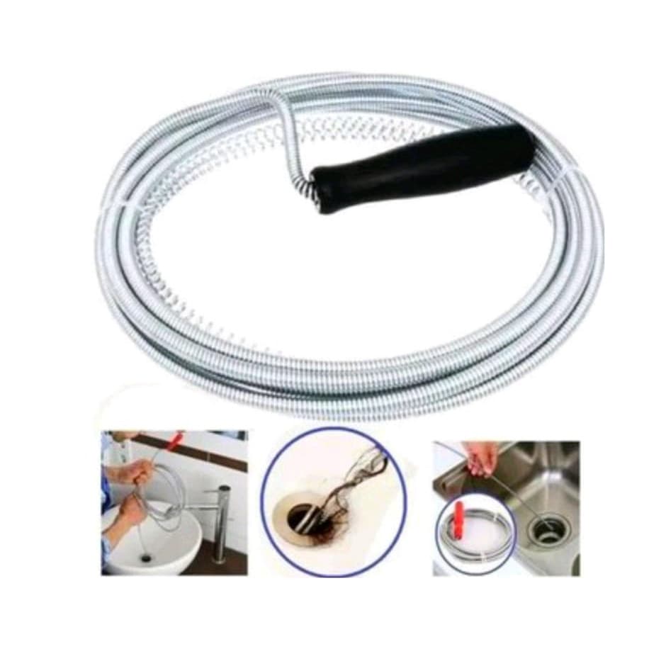 OFERTA Desentupidor Tubulação 1,3m Manual Flexível Aço Cano Para Ralo Pia Banheiro Cozinha Encanação universal