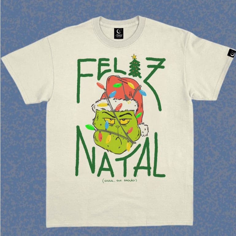 Camiseta Grinch Feliz Natal - Off-White  TOP
