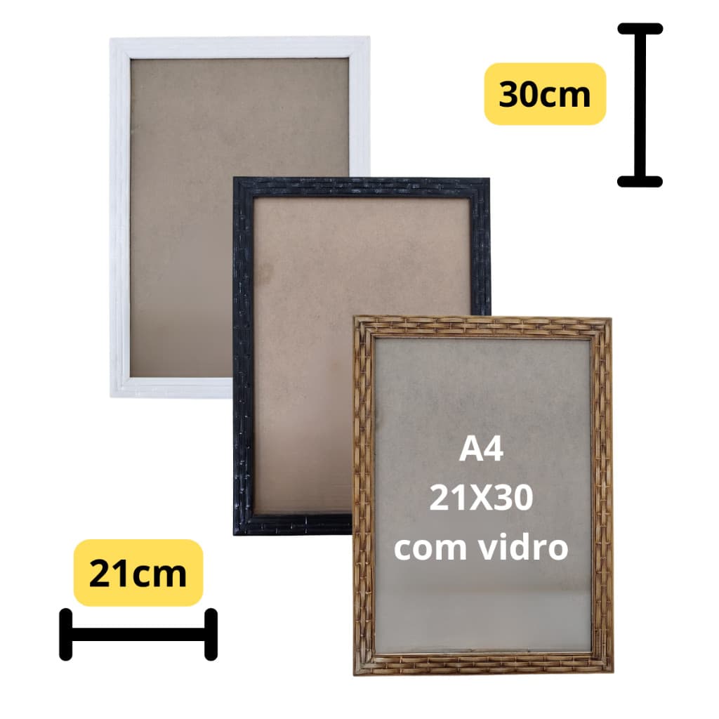 Moldura Trabalhada COM VIDRO A4 21x30 Moldart Quadro Foto Diploma Retrato