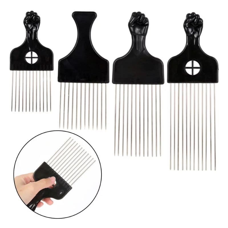 Pente Garfo Aço Afro Black Power Dentes De Aço