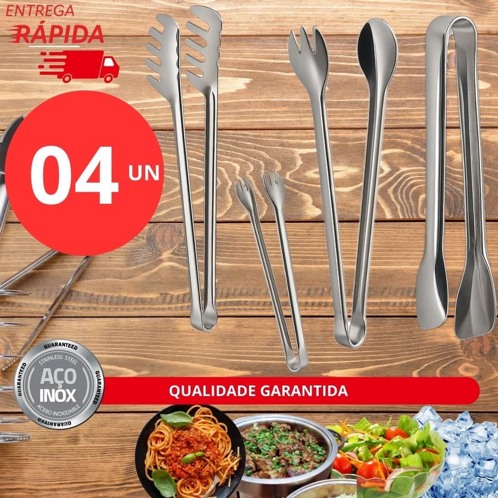 Jogo04 ou 02 Un Pegadores Inox Brilhante Massa CM 20cm 100% Aço Inox Para Cozinha Restaurante Buffet