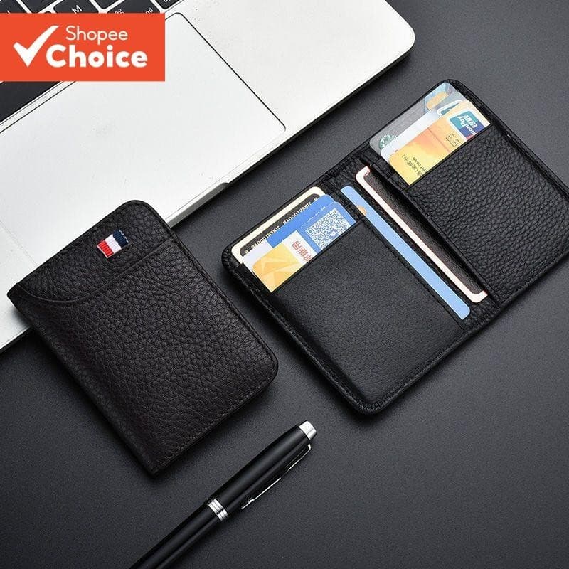 Porta-Cartões De Couro Ultrafino Masculino-Mini Carteira Multifuncional Para E | Grande Capacidade , Mas Compacta