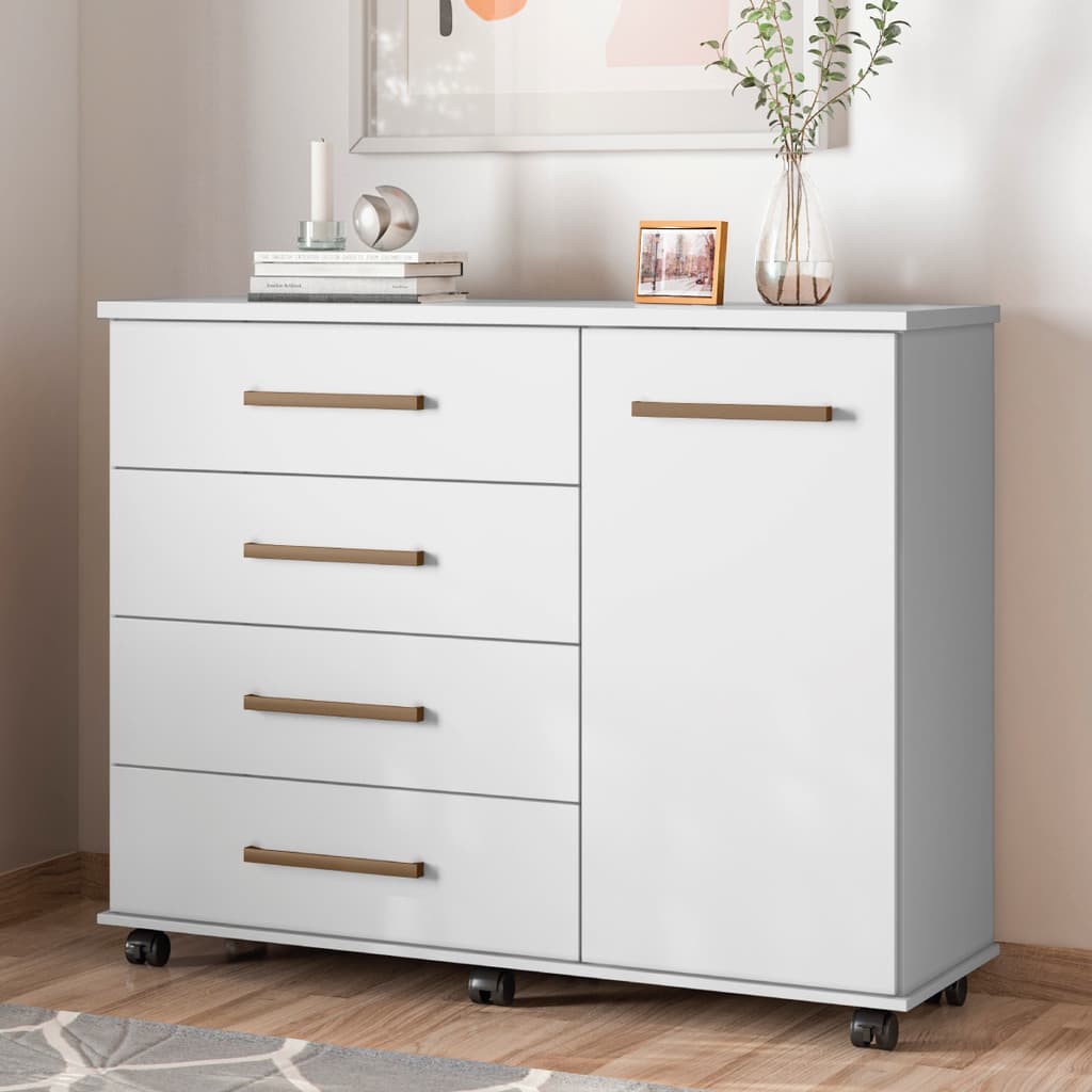 Cômoda 4 Gavetas 1 Porta Flora Branco - Élpis Móveis