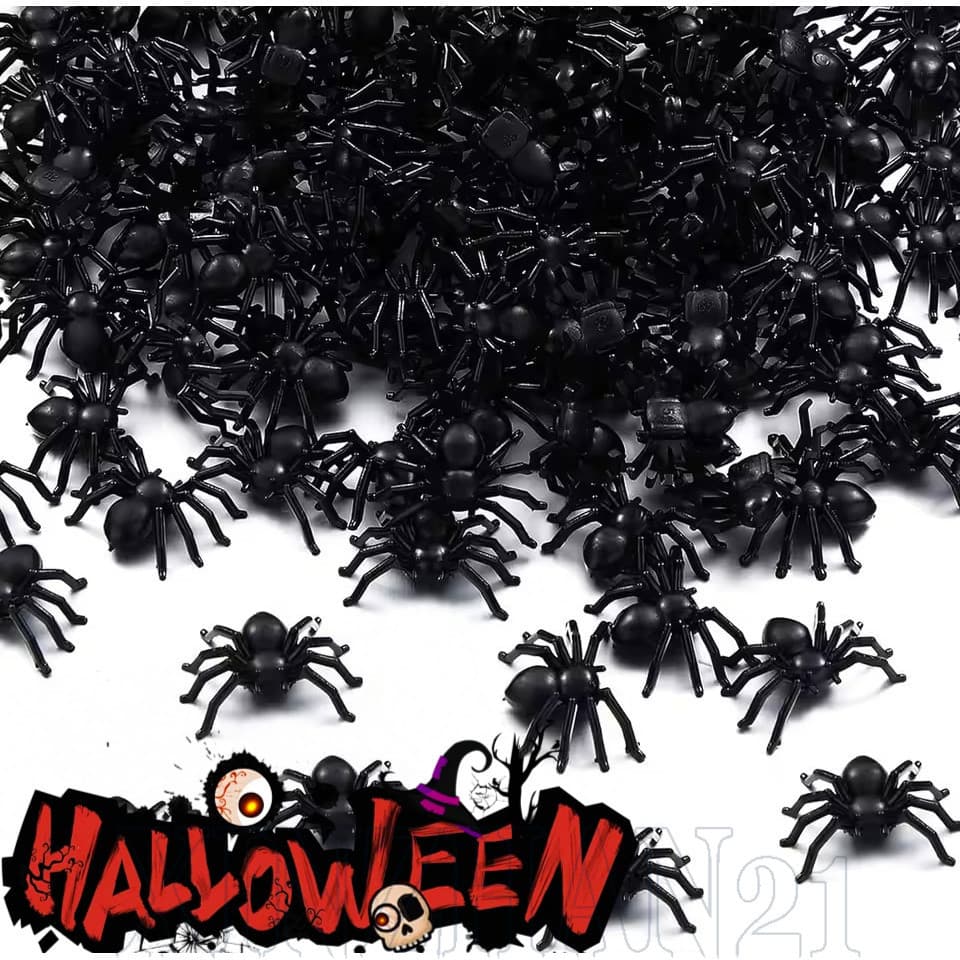 [Decoração De Halloween] 50-200pcs Horror Black Spider-Mini Aranha De Plástico-Brinquedo Complicado De Simulação Assombr
