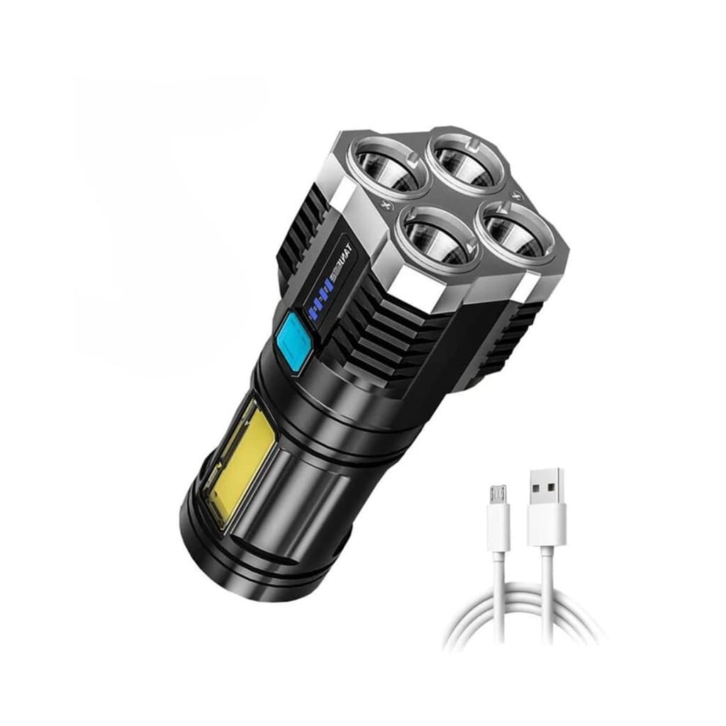 Lanterna Led a Prova D´água 4 Nucleos Potente USB Recarregável