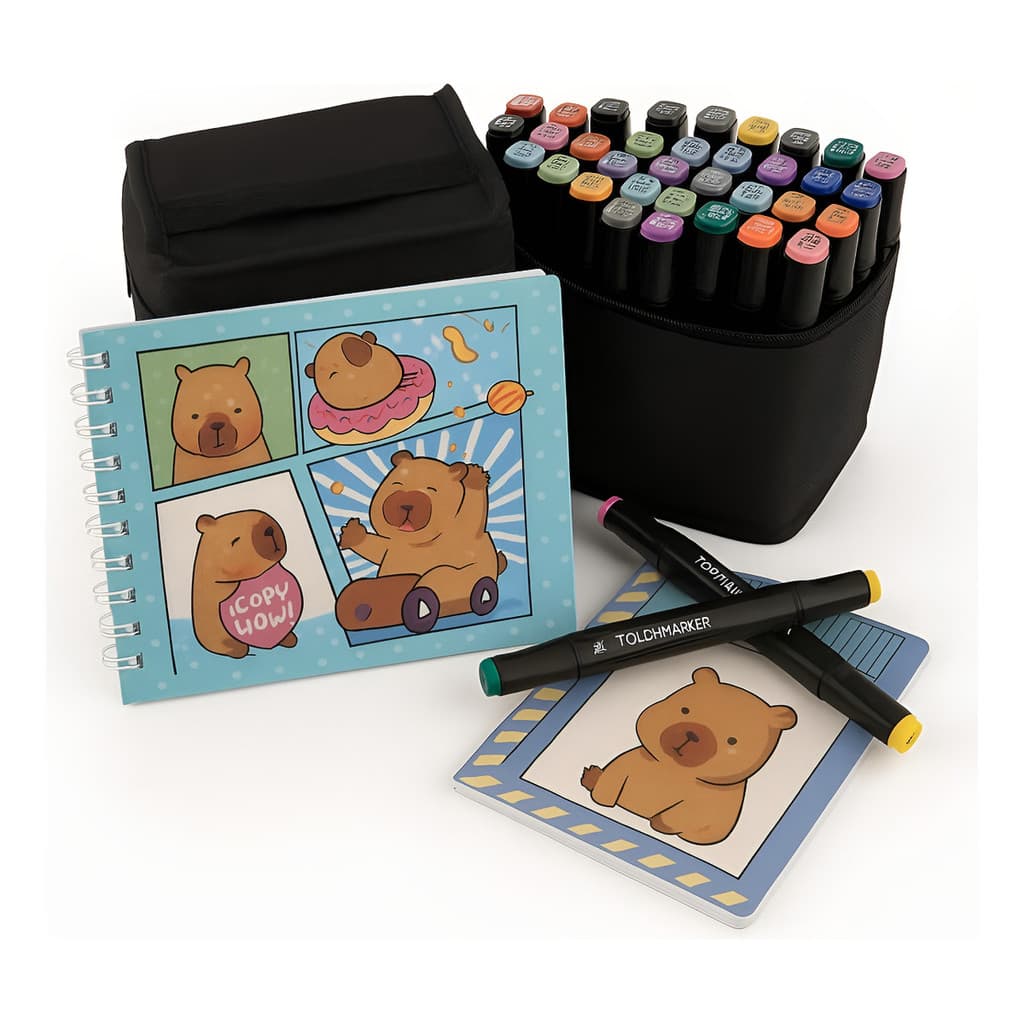 Kit De Canetinhas Touch 48 Peças Ponta Dupla Caderno Colorir Brilhante