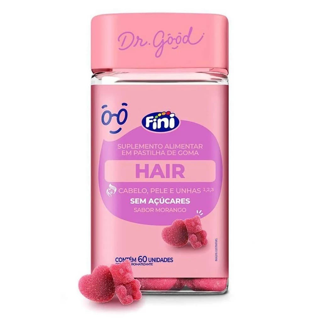 Dr Good Fini Hair 60 Gomas Sabor Morango - Dr Good