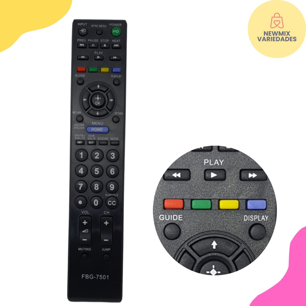 Controle Remoto FBG-7501 – Compatível com TVs Sony LCD/LED Bravia - NEW