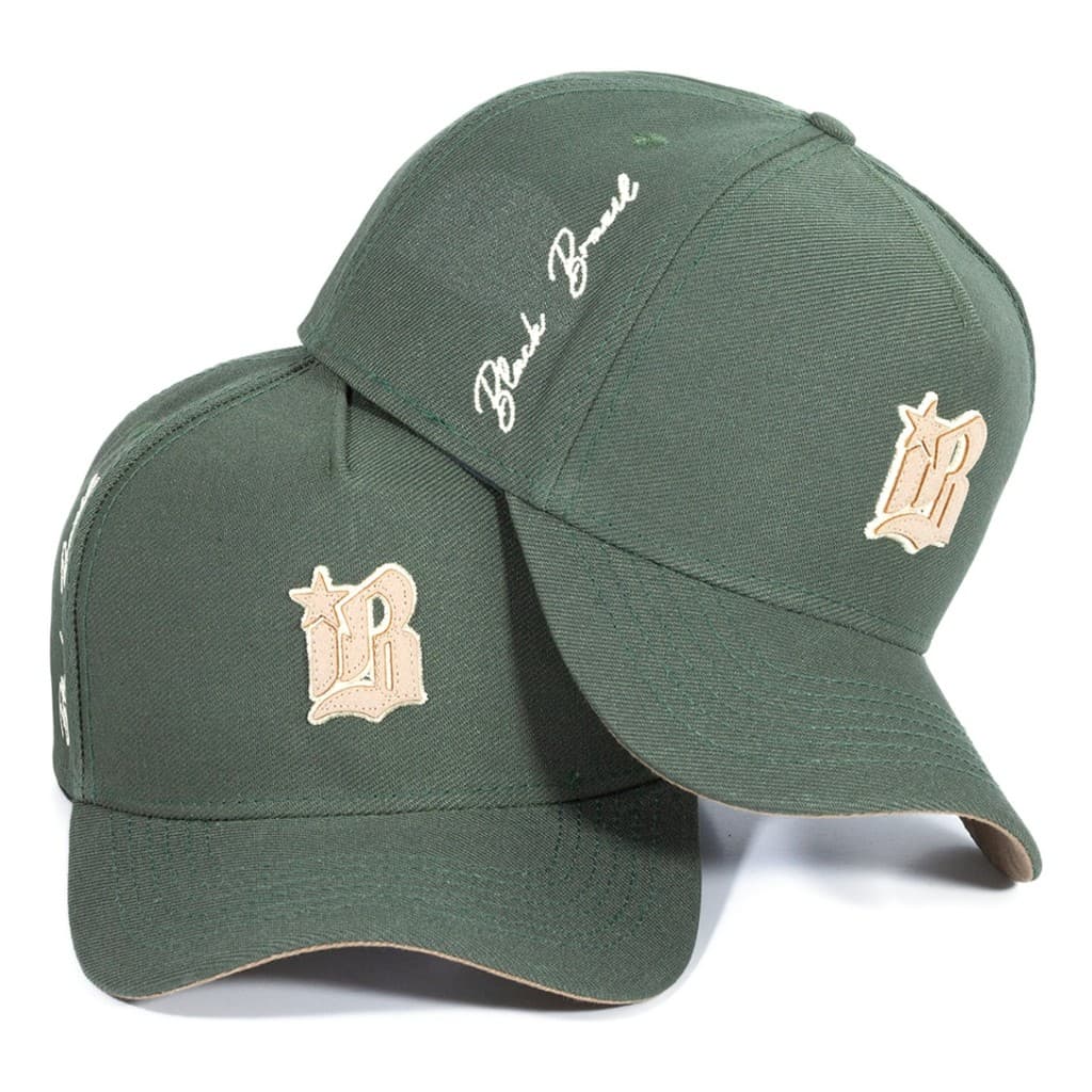 Boné Unissex Verde Bordado Black Brazil Aba Curva Streetwear