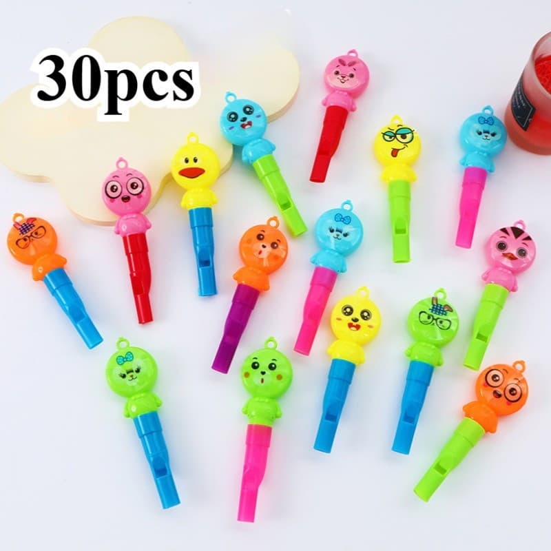 30 Peças Dois Apitos de Plástico de Desenho Animado Brinquedos Infantis Coloridos Torcendo Árbitro Fã Pequenos Presentes