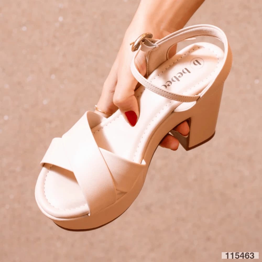 Sandalia Salto Grosso Plataforma Tiras X Salto 10cm Salto Meia Pata Bbc