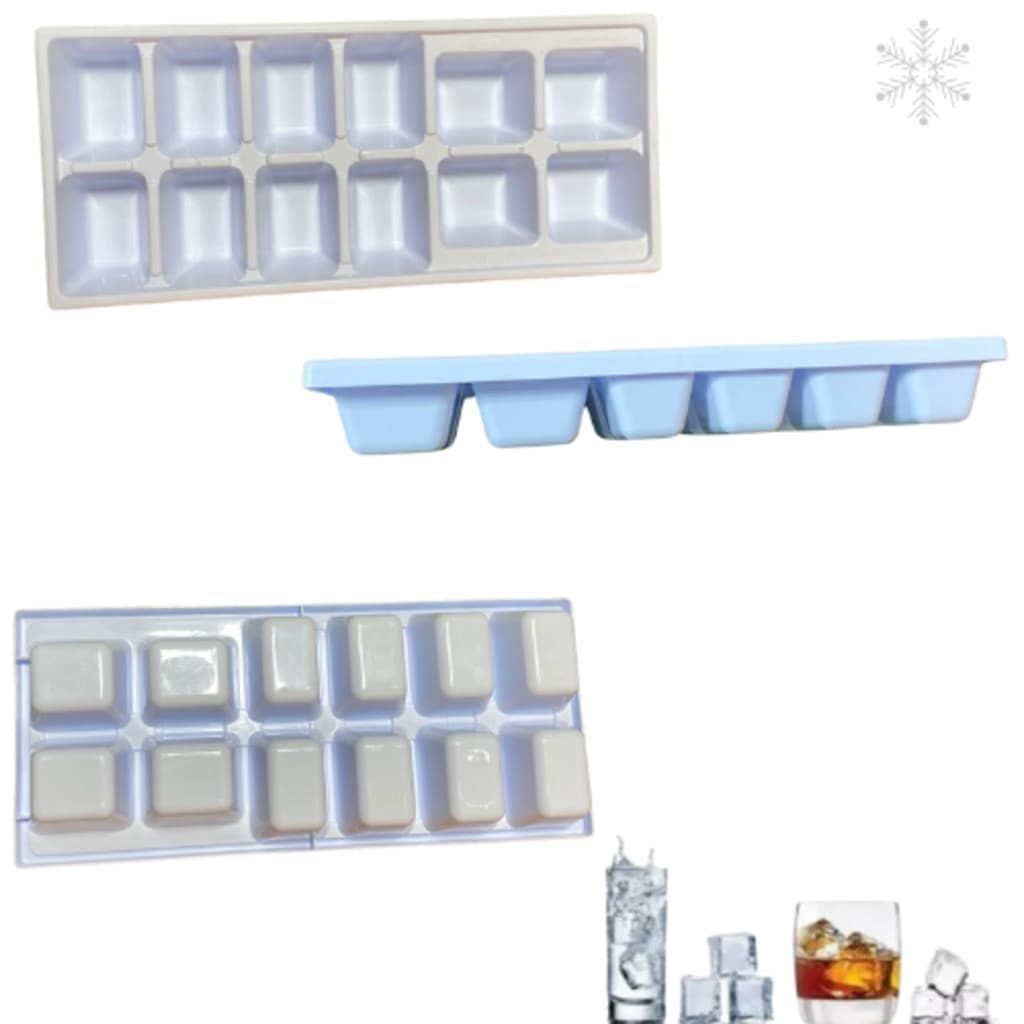 Forma de Gelo Plástica 8 Cavidades Ratangular e 4 Quadrado