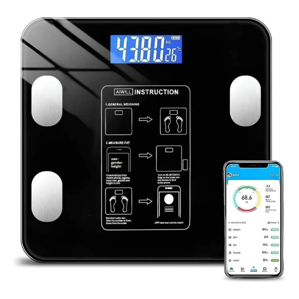 Balança !80Kg Gorduras Caloria Massa Corporal Dieta Promoç