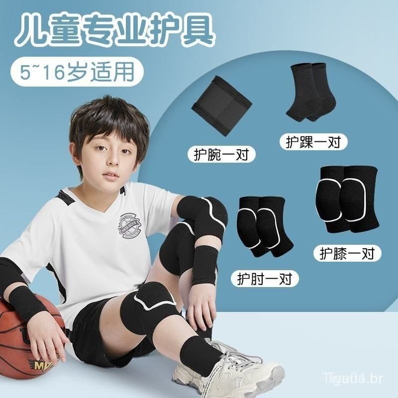 Conjunto de Joelheiras e Cotoveleiras para Crianças, Protetores de Pulso e Tornozelo para Goleiro de Futebol, Conjunto d