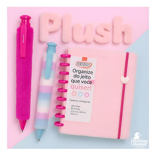 Kit Caderno Disco Inteligente Plush s2+ 2 Canetas Esferográficas Infinity Plush Gigante 1.0mm BRW