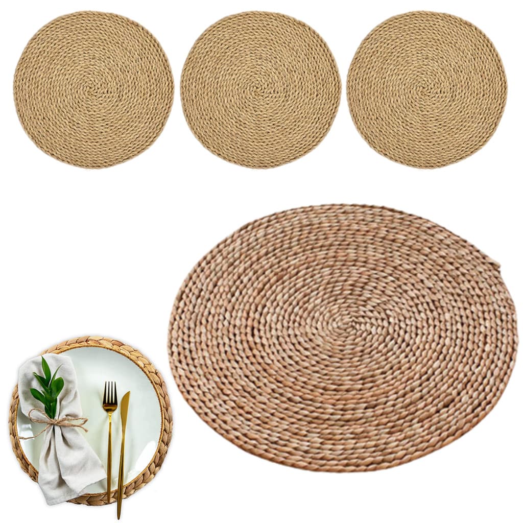 Kit 4 Sousplat Jogo Americano Redondo Palha Natural 38 cm Mesa Posta Natal Jogo Americano