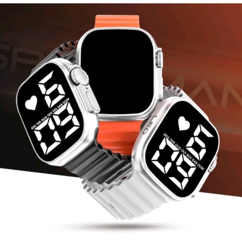 Relógio À Prova D'água LED Digital de Pulso Esportivo feminino Masculino Ultra9 Esporte Pulseira De Silicone novo 2024