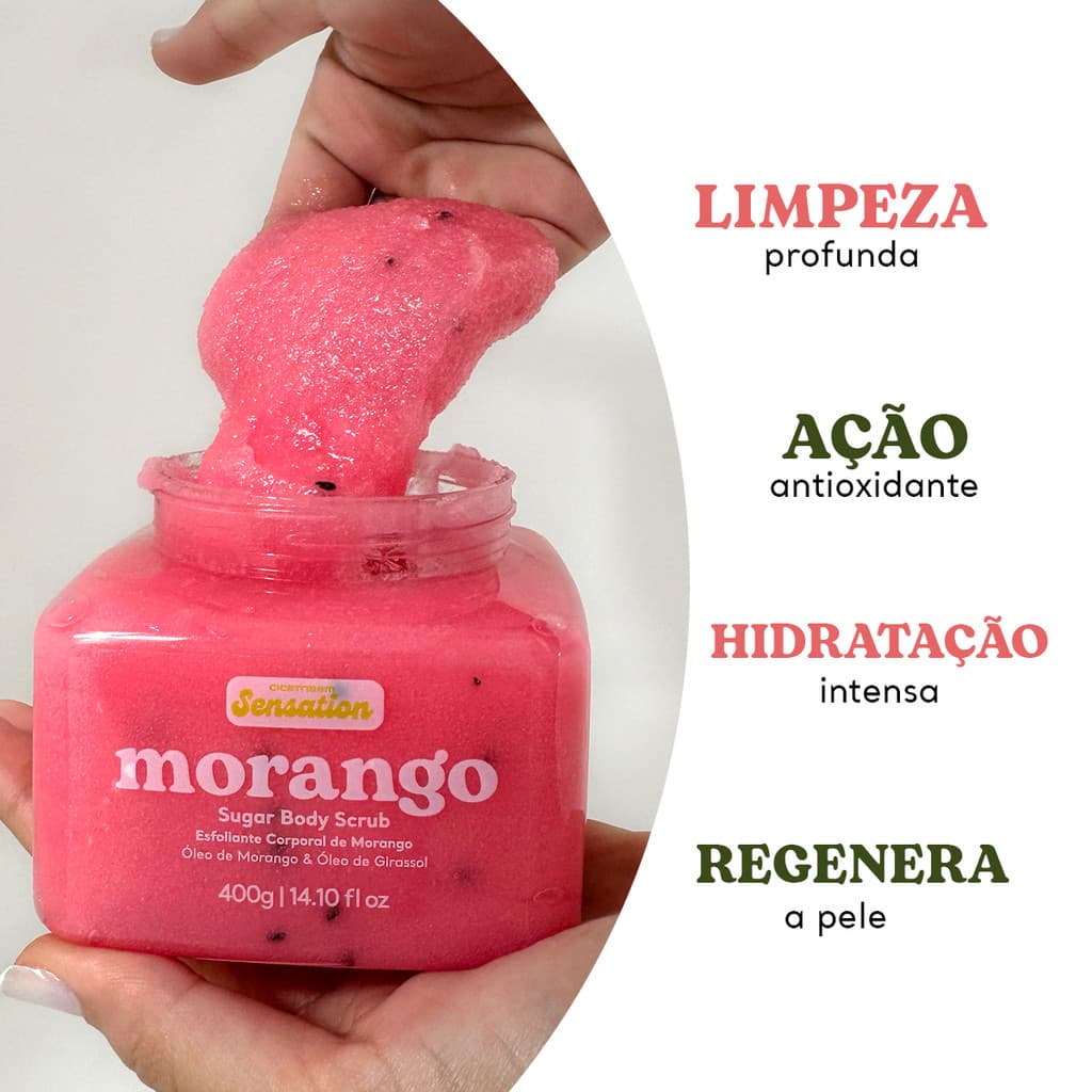 Sugar Body Scrub Esfoliante Corporal de Morango Sensation 400g - Original