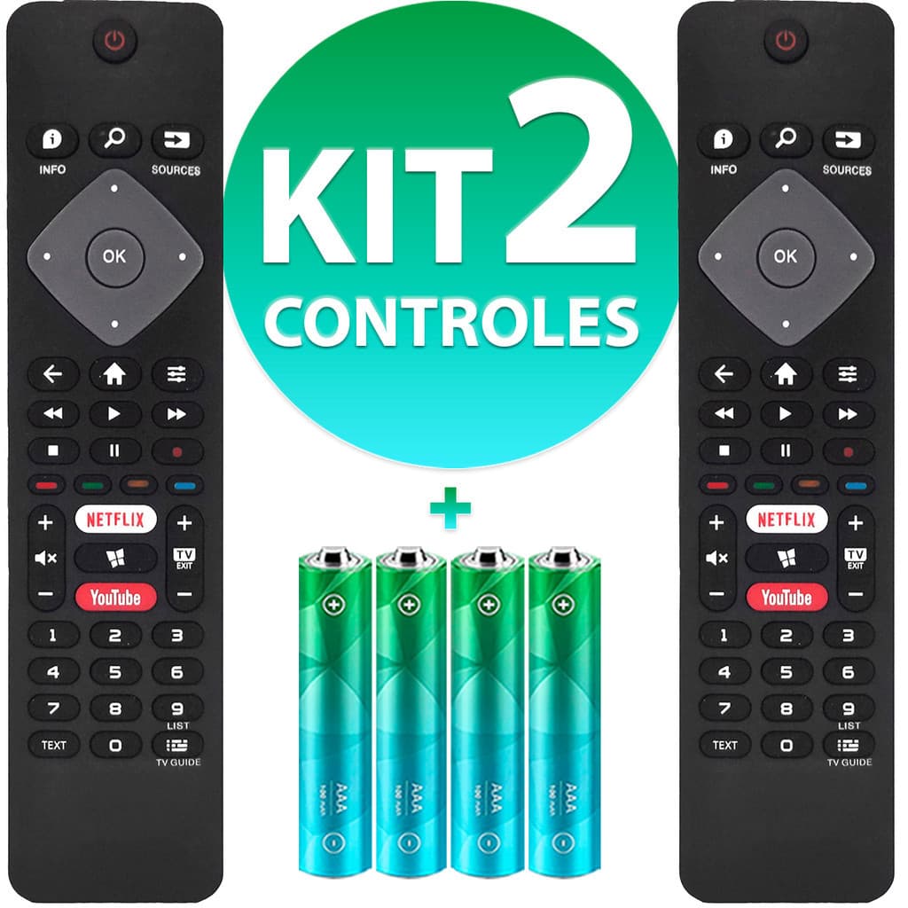 Kit Controle Remoto Compatível com Tv Philips Smart 50pug6513