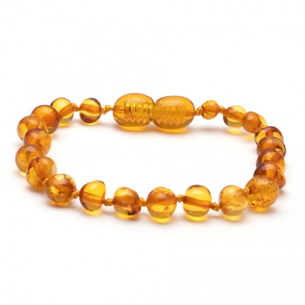 Pulseira de Âmbar Bebê Barroco Mel Polido