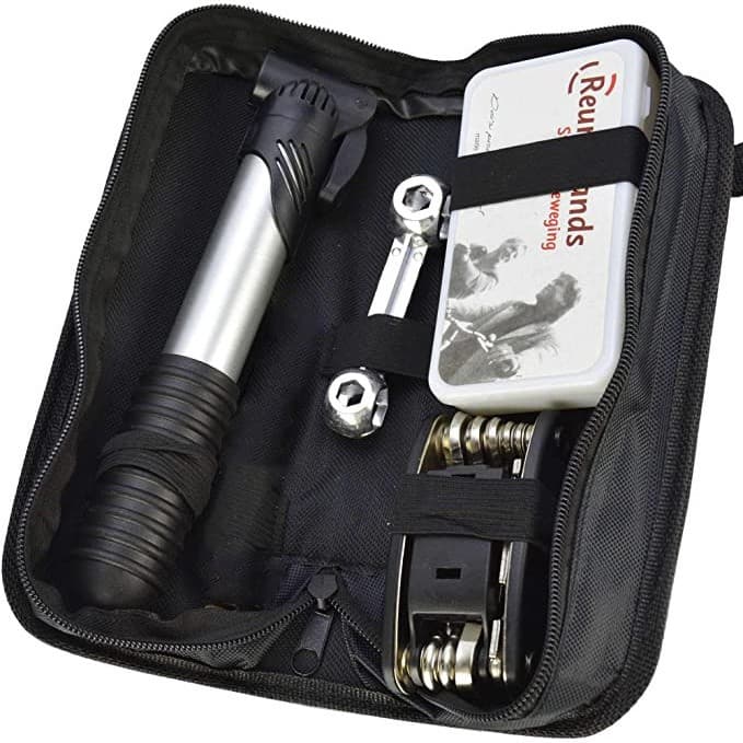 Kit Ferramentas Bike Bicicleta Remendo Pneu Bomba De Ar Bolsa Quadro