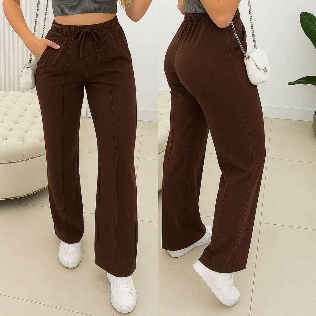 Calça Pantalona Lanzinha Inverno Elastico Cintura Alta