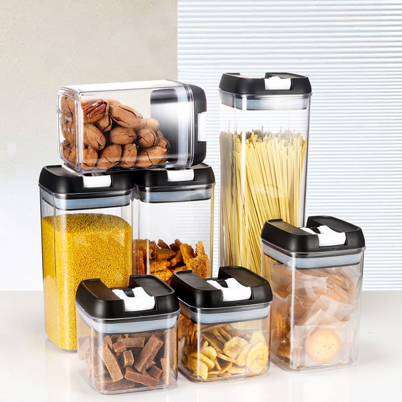 Conjunto 7 Potes Herméticos C/trava Alimentos Organiza Requinte Acrilico Resistente
