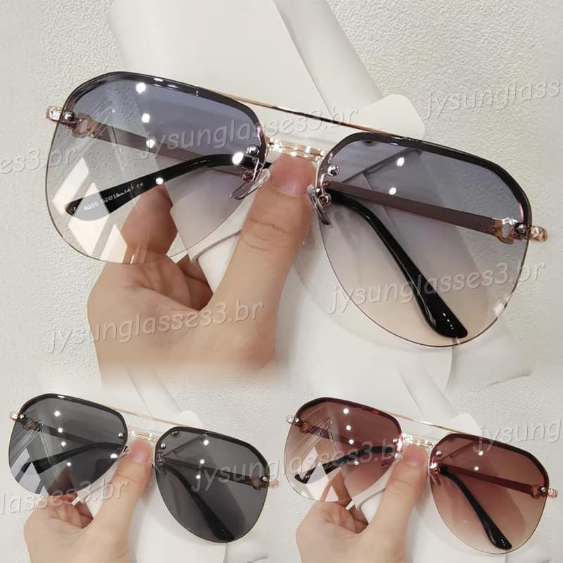 Moda Coreana Piloto Metal Óculos De Sol De Armação Grande Para Mulheres Homens Verão Praia Ao Ar Livre Tons De Resistênc