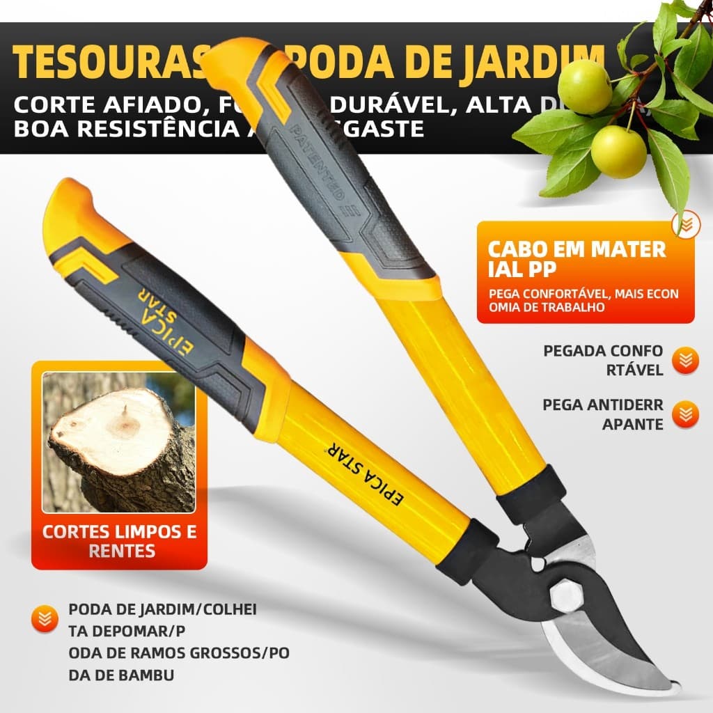 41cm Tesouras de Poda de Jardim Epica Star - Cortes Precisionados e Durabilidade