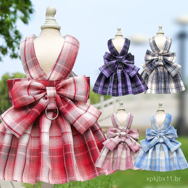 Conjunto de Vestidos para Cachorros JK com Coleira e Saia de Anel para Cães Pequenos e Médios NHFV