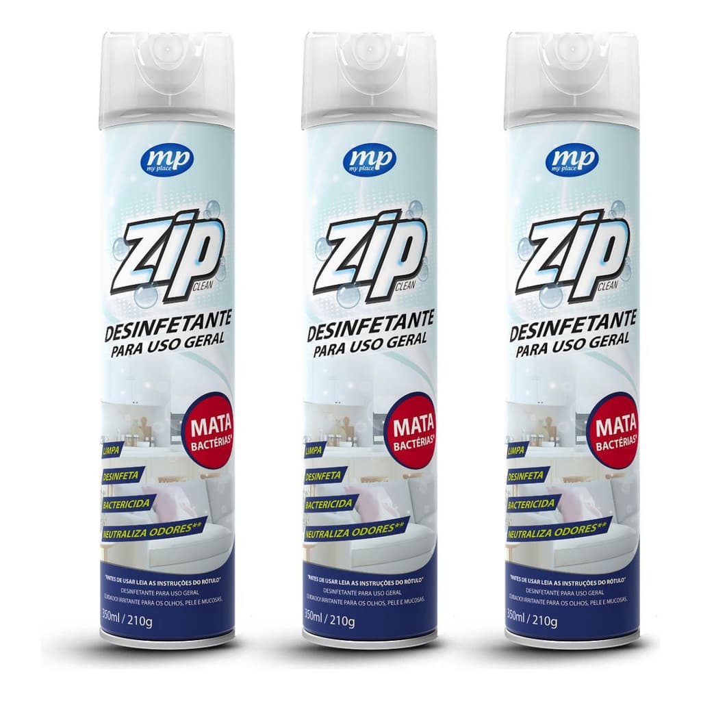 Kit 3 Desinfetante Em Spray 350ml Uso Geral Mata Bactérias