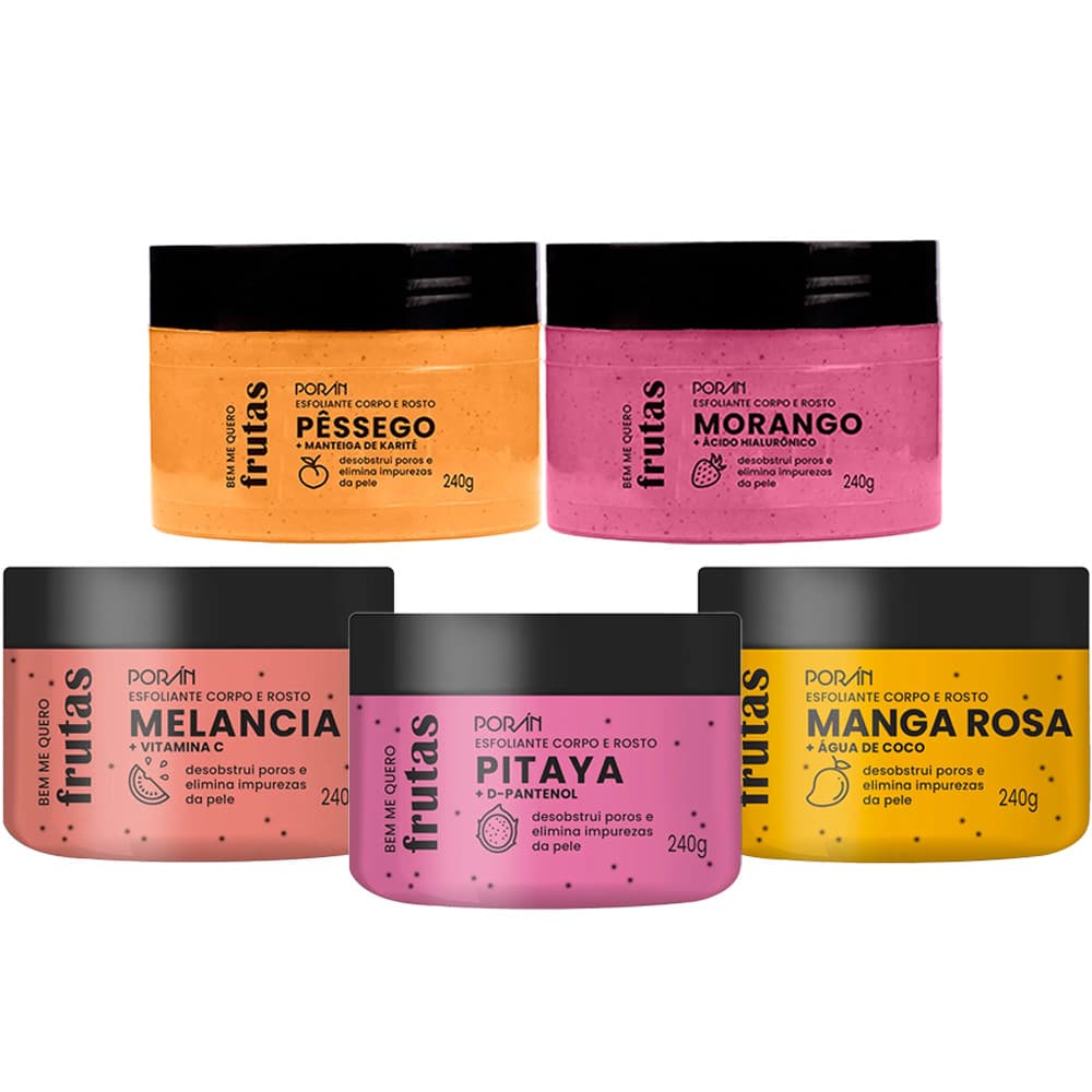 Esfoliante Limpeza Corpo e Rosto Todas as Essências 240g Porán