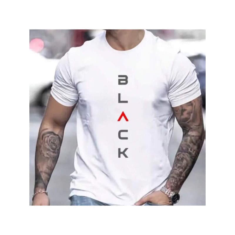 Camisa Camiseta BLACK Estilosa Descolada Perfeita Para Festas Baladas Gola Redonda 100% Algodão