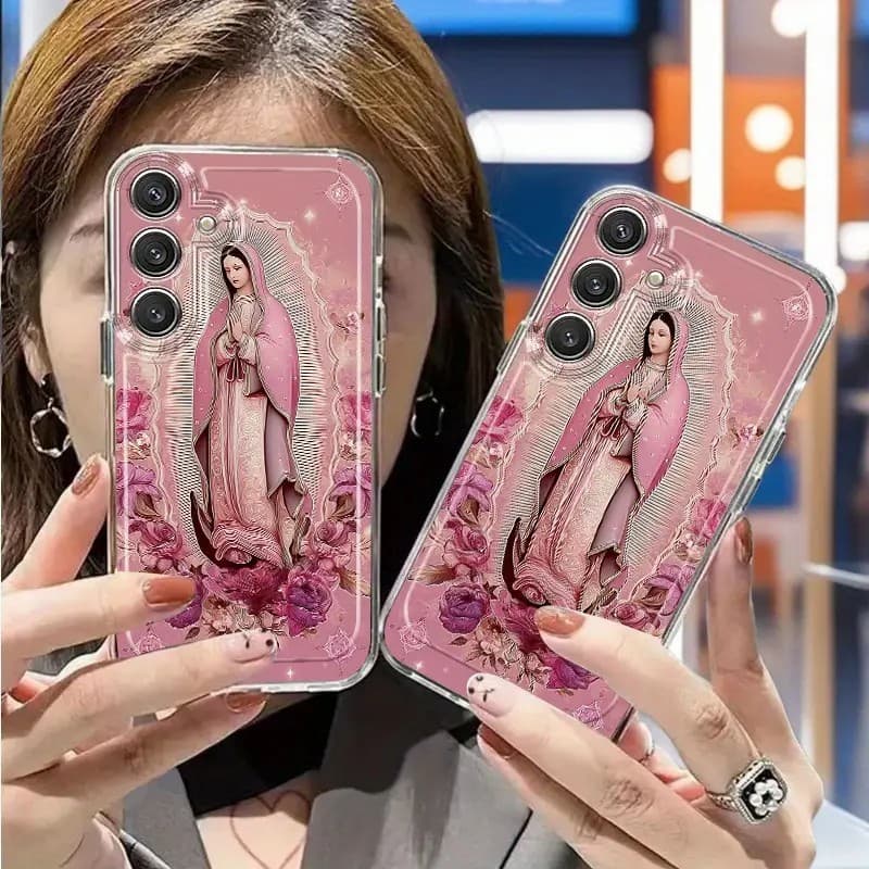 Capinha Capa transparente Anti-impacto Católico Desenho para Samsung A55 A35 A03 A04 A05 A05S A10 S24 Plus S25 Ultra