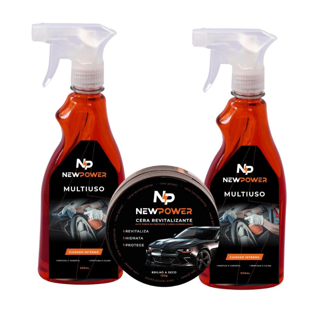 2 Multiuso New Power para Painéis, estofados +1 Uni Cera Revitalizadora New Power - Novo