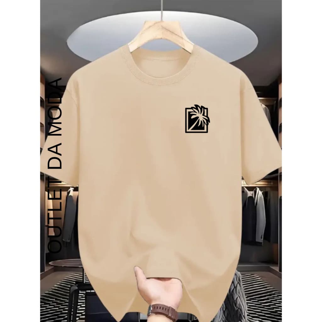 Camiseta Masculina Coqueiro geometrico Camisa 100% algodão malha 30.1