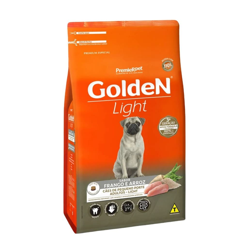 Ração para Cães Raças Pequenas Golden Light Frango e Arroz 3Kg