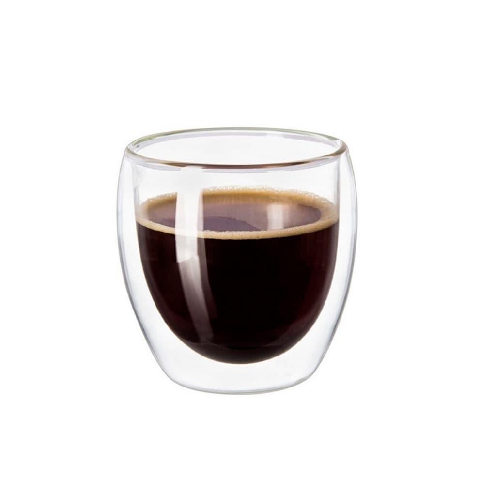 Copos de Vidro Parede Dupla de 80ml Café Transparent