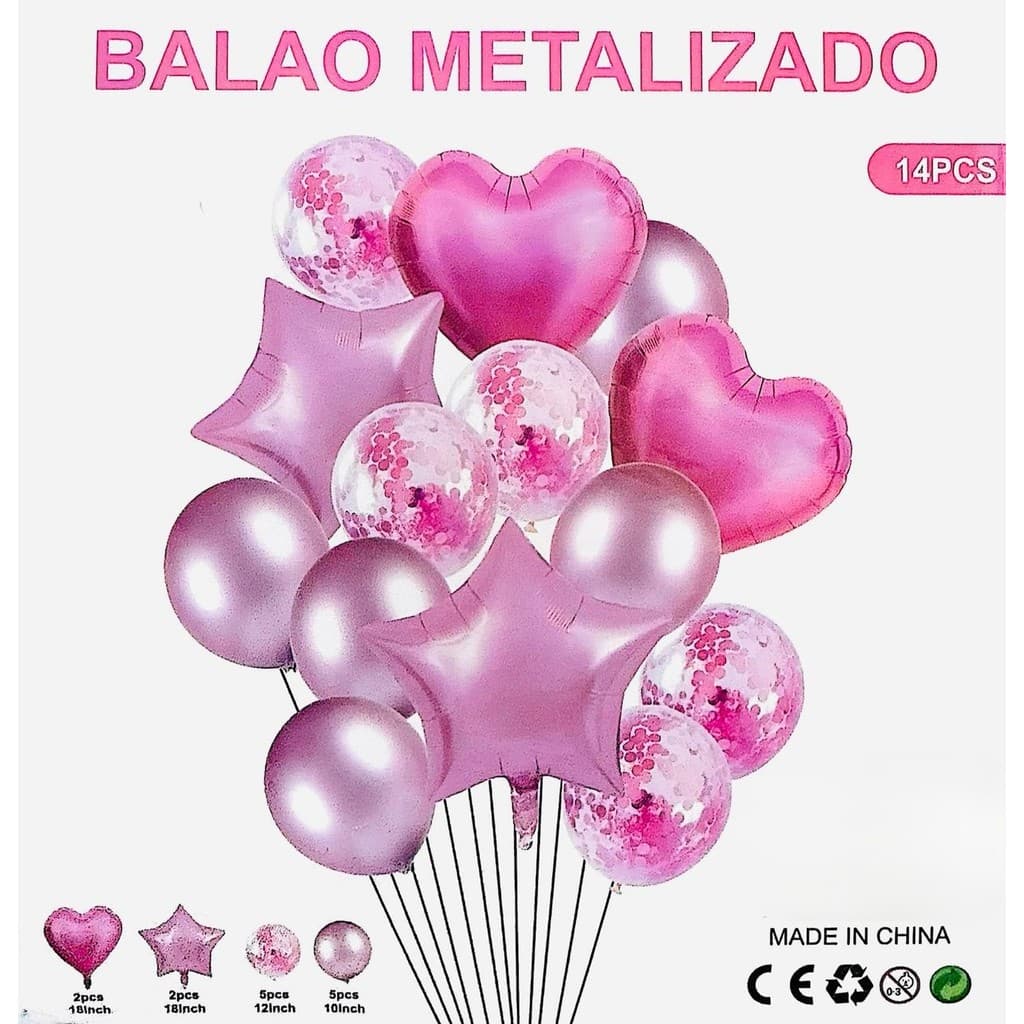 Balão 14un Balões De Látex Confete  Para Decoração Festa Aniversário Balões Coloridos Bexiga Látex