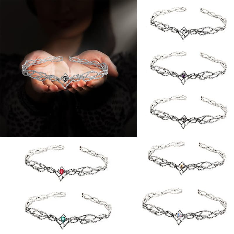 Elfos Rei Tiara Coroa Redonda Mulher Gota D'água Zircon Acessórios De Cabelo Presentes Jóias Casamento Cosplay Headwear