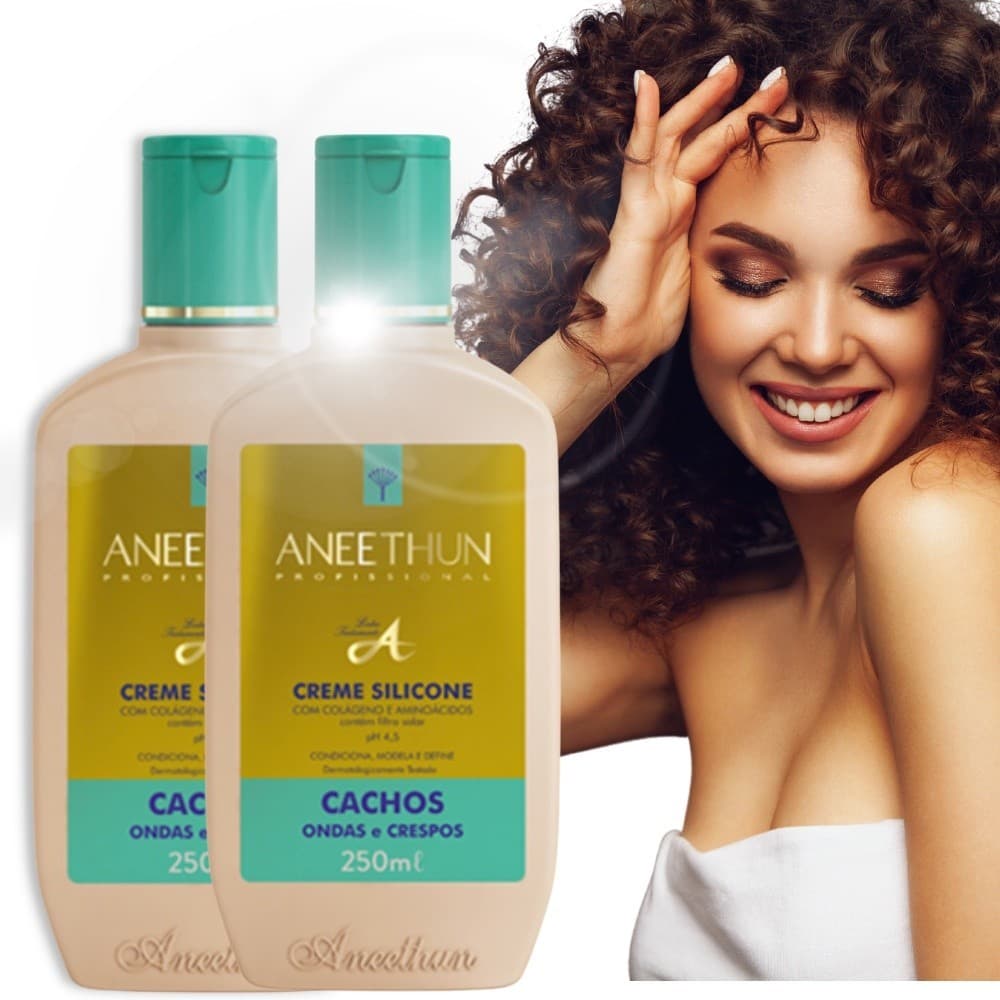 Kit 2 Creme de Silicone Cachos Aneethun + MIMO DA LOJA
